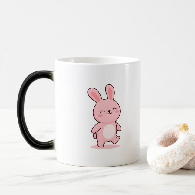 Caneca Mágica Coelho Legal Estilo Minimal Kawaii (Com Donut)