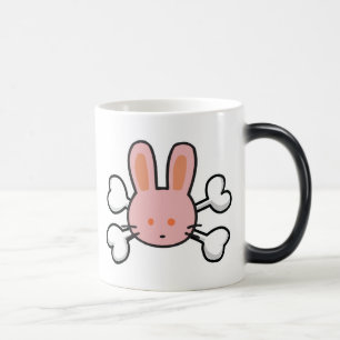 Caneca Mágica coelho rosa Caveira e Ossos Cruzados