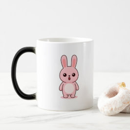 Caneca Mágica Coelho Surpreso Estilo Kawaii Minimalista