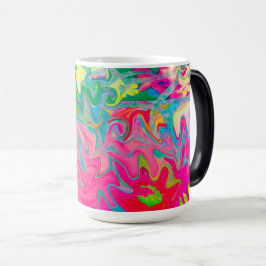 Caneca Mágica Colagem Abstrato de Jardim de Flores Colorido