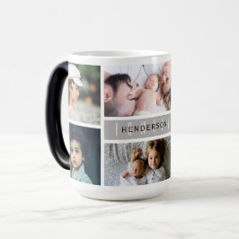 Caneca Mágica Colagem de Fotos de Nome da Família