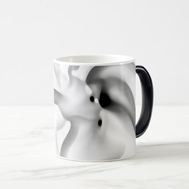 Caneca Mágica Congelado: Cinza Abstrato, branco e preto (Frente Esquerda)
