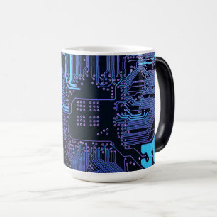 Caneca Mágica Conselho do circuito do computador legal azul
