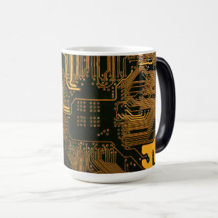 Caneca Mágica Conselho do circuito do computador legal laranja