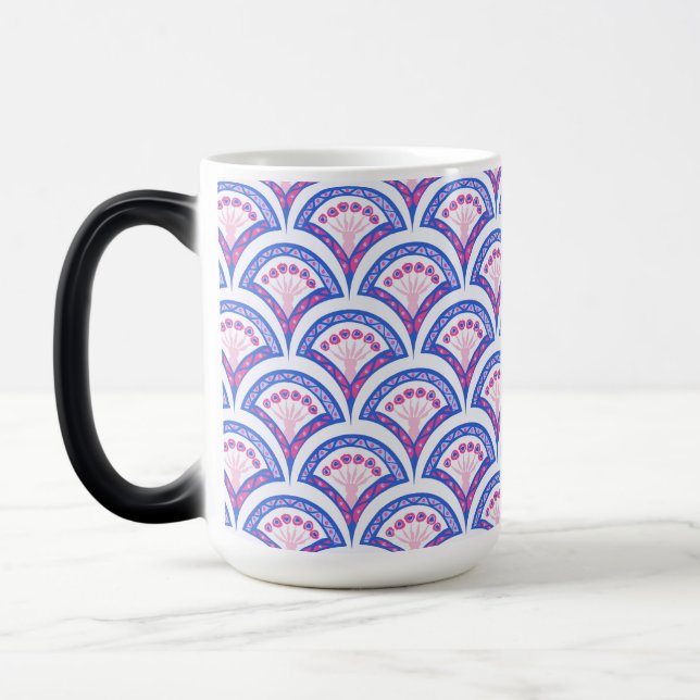 Caneca Mágica cor damasco floral azul (Esquerda)