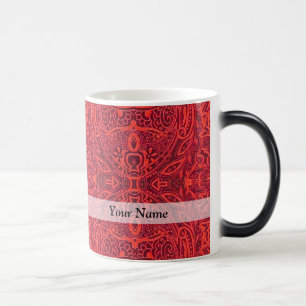 Caneca Mágica Cor damasco tribal vermelha