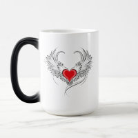 Coração Anjo Vermelho com asas