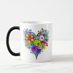 Caneca Mágica Coração Floral Personalizado