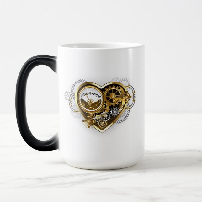 Caneca Mágica Coração Steampunk com Manômetro (Esquerda)