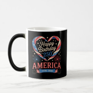 Caneca Mágica Corações EUA 1776 2026 Julho Aniversário de 250 an