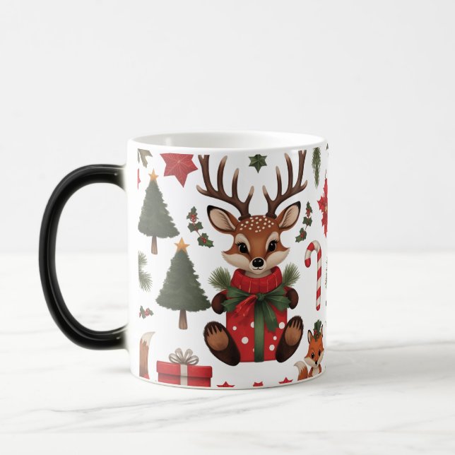 Caneca Mágica Cores de Natal de Rena e Raposa (Esquerda)