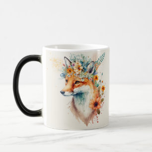 Caneca Mágica Coroa de Flor de Raposa Aquarela