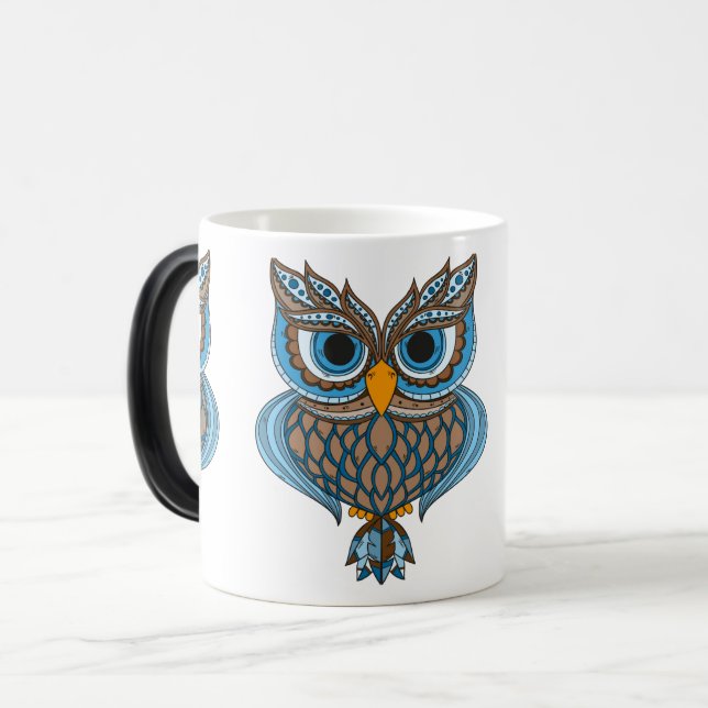 Caneca Mágica Coruja Azul (Frente Esquerda)