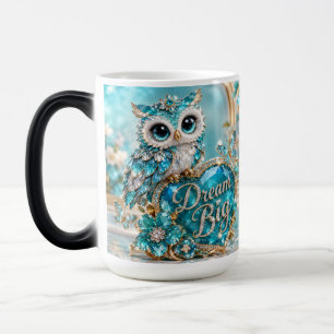 Caneca Mágica Coruja de Cristal Turquesa Sonhe Grande Design de