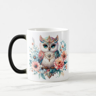 Caneca Mágica Coruja de Joias Majestosa com Acentos Florais