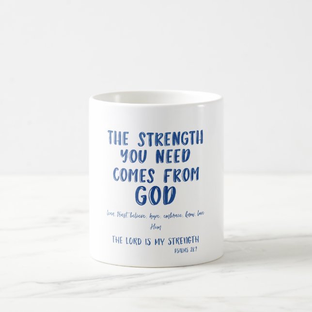 Caneca Mágica Cotação de mensagem inspiracional e verso de Bíbli (Centro)