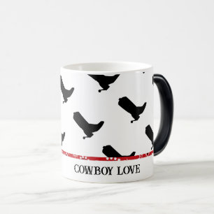 Caneca Mágica Cowboy Love Boots Silhouette Patterno Red Bandana
