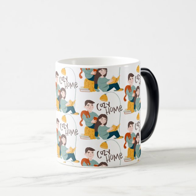 Caneca Mágica Cozy Lendo juntos - Padre e Filha (Frente Esquerda)