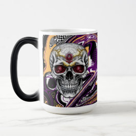 Caneca Mágica Craniano de açúcar roxo e preto do Halloween 