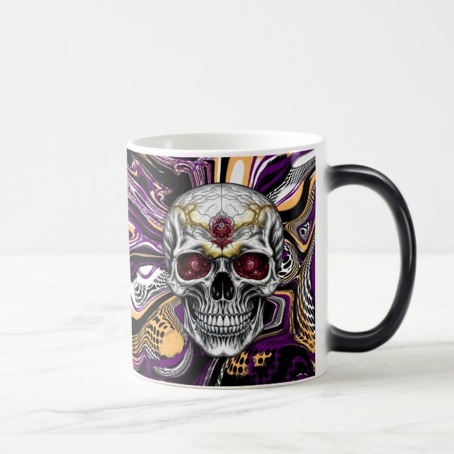 Caneca Mágica Cranio de açúcar roxo e preto de Halloween  (Direita)