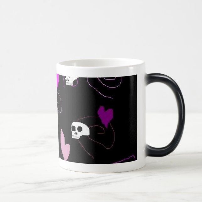 Caneca Mágica Crânios góticos & corações de EMO (Direita)