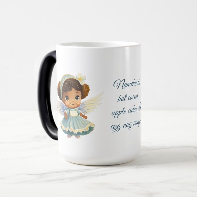 Caneca Mágica Crie a sua moça Anjo Afro-Americana (Frente Esquerda)