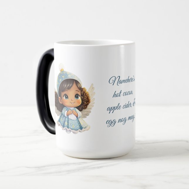 Caneca Mágica Crie seu próprio Anjo Latim Natal Azul (Frente Esquerda)
