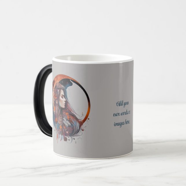 Caneca Mágica Crie Seu Próprio Boho Floral Outono Lua (Frente Esquerda)