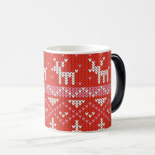 Caneca Mágica Crie Seu Próprio Padrão De Suéter De Natal Vermelh