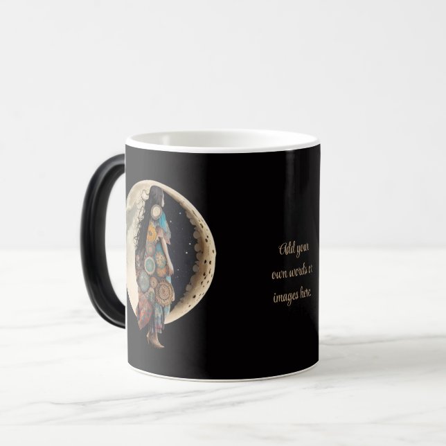 Caneca Mágica Crie Seu Próprio Passeio Lunar Floral Boho (Frente Esquerda)