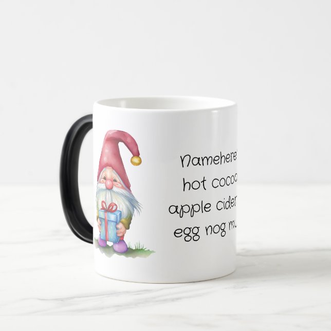 Caneca Mágica Crie Seu Próprio Presente Azul de Natal Gnomo (Frente Esquerda)