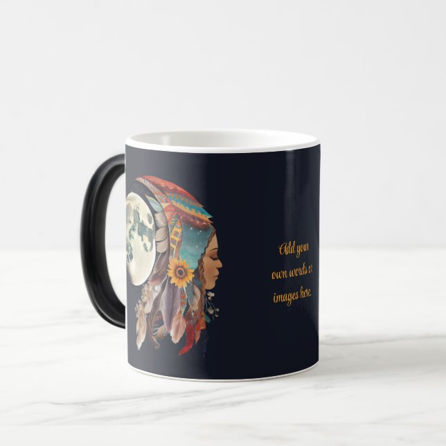 Caneca Mágica Crie Sua Própria Lua Cheia Espiritual Boho (Frente Esquerda)