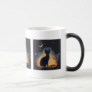 Caneca Mágica Crie sua própria silhueta de gato preto místico