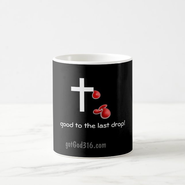 Caneca Mágica Cruz de gotGod316.com da gota do sangue (Centro)