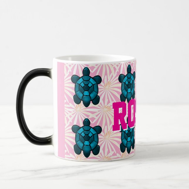 Caneca Mágica Custom Tropical Turtle Floral Pattern Seamless  (Esquerda)