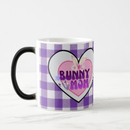 Caneca Mágica Cute Bunny Mom Coquette Purple Gingham Morphing Mu