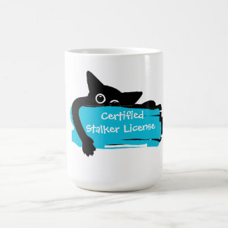 Caneca Mágica Cute Cat, Funny Cat, Certified Stalker License
