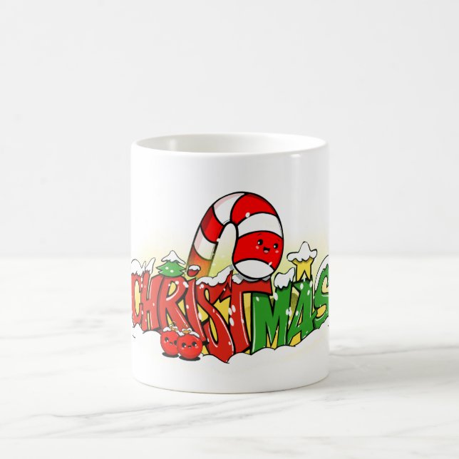 Caneca Mágica Cute Christmas Lettering Illustration –  (Centro)