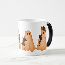 Caneca Mágica Cute Ghost and Black Cat Halloween Mug