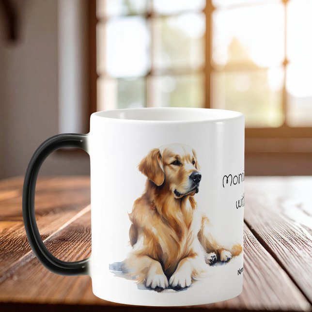 Caneca Mágica Cute Golden Retriever Watercolor Personalize (Elegant watercolor , Add your own Words.)