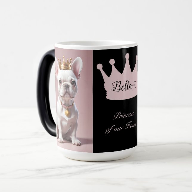 Caneca Mágica Cute Royal Princess White French Bulldog Crown (Frente Esquerda)