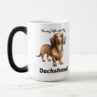 Caneca Mágica Cute Soft Brown Morning Dachshund Personalize