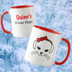 Caneca Mágica de inverno de pequeno gato personalizável