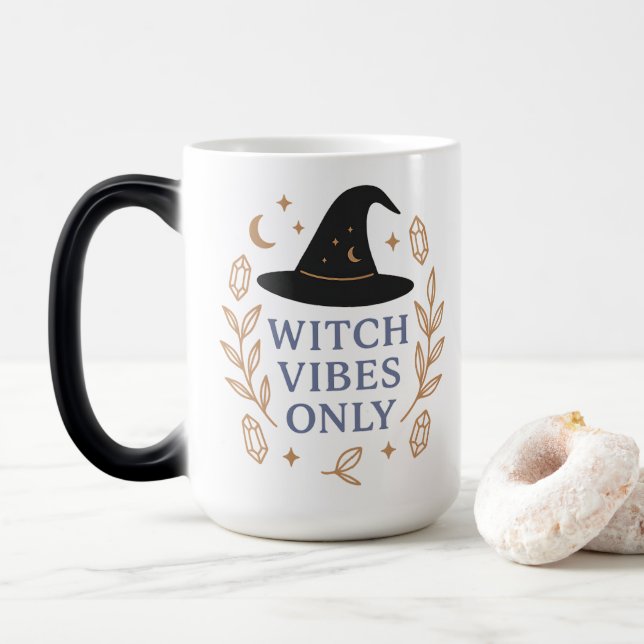 Caneca Mágica Decoração de Halloween Celestial Elegante com Vibr (Com Donut)