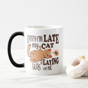 Caneca Mágica Desculpe, estou atrasado, meu gato estava deitado