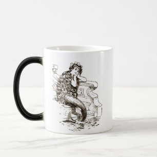 Caneca Mágica Desenho branco preto da sereia do vintage