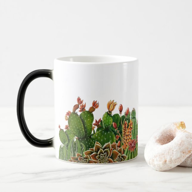 Caneca Mágica design cactos (Com Donut)