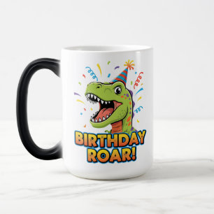 Caneca Mágica Design de Aniversário Rugido Dinossauro Fofo