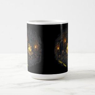Caneca Mágica Design de Arte Pixel de Masmorra de Fantasia com T