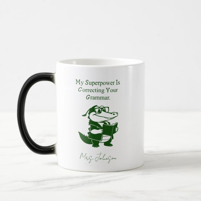 Caneca Mágica Design de professor de inglês engraçado superpoder (Esquerda)